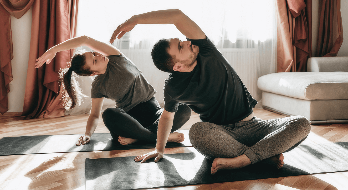 Couple stretching together