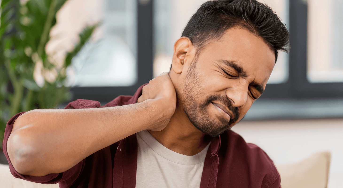 Man having neck spasm